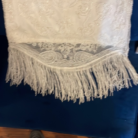 NWT White Beaded Fitted Dress with Fringe & Sequin Detail - Picture 11 of 11